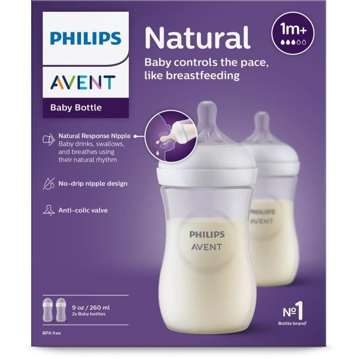 Set of 3 Natural bottles 3.0 Philips Advent Scy903/02 - 260 ml