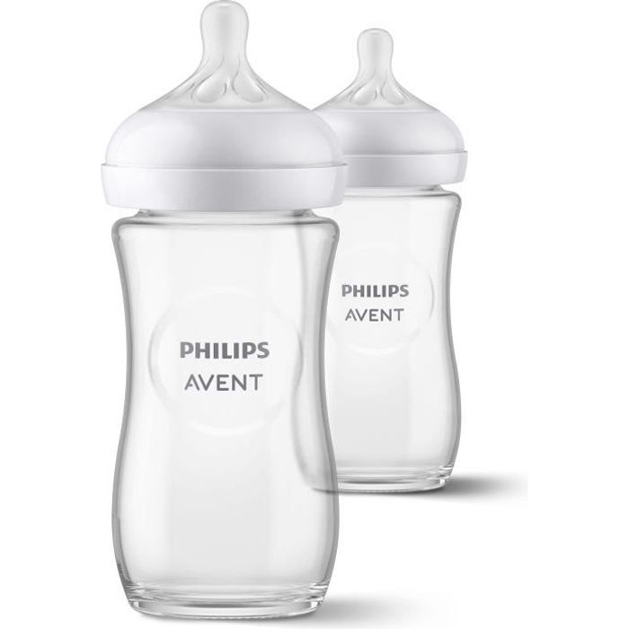 Set of 2 Natural Biberons 3.0 Philips Avent Scy933/02 - 240 ml - in glass