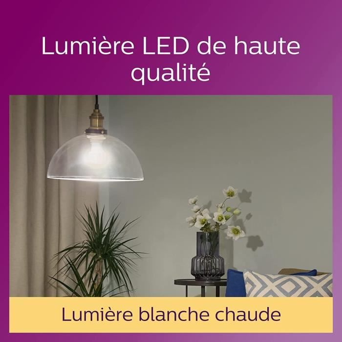 Philips, pack of 6 E27 transparent LED bulbs 60W, warm white