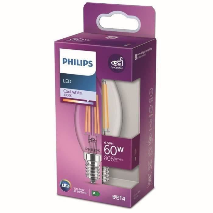 Philips Non -Dimmable LED bulb - E14 - 60W - Cold white