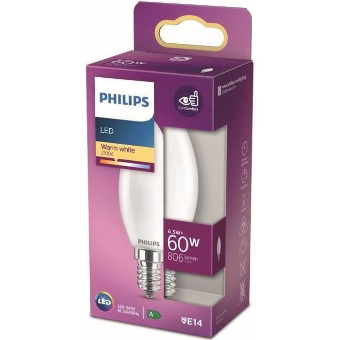 Philips Non -Dimmable LED bulb - E14 - 60W - Hot white