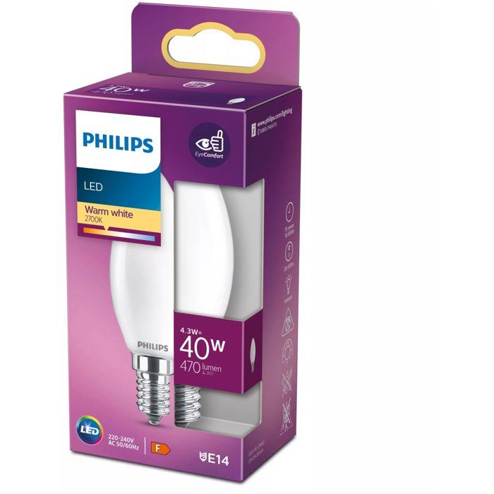 Philips Led Classic 40W Flame E14 Warm War