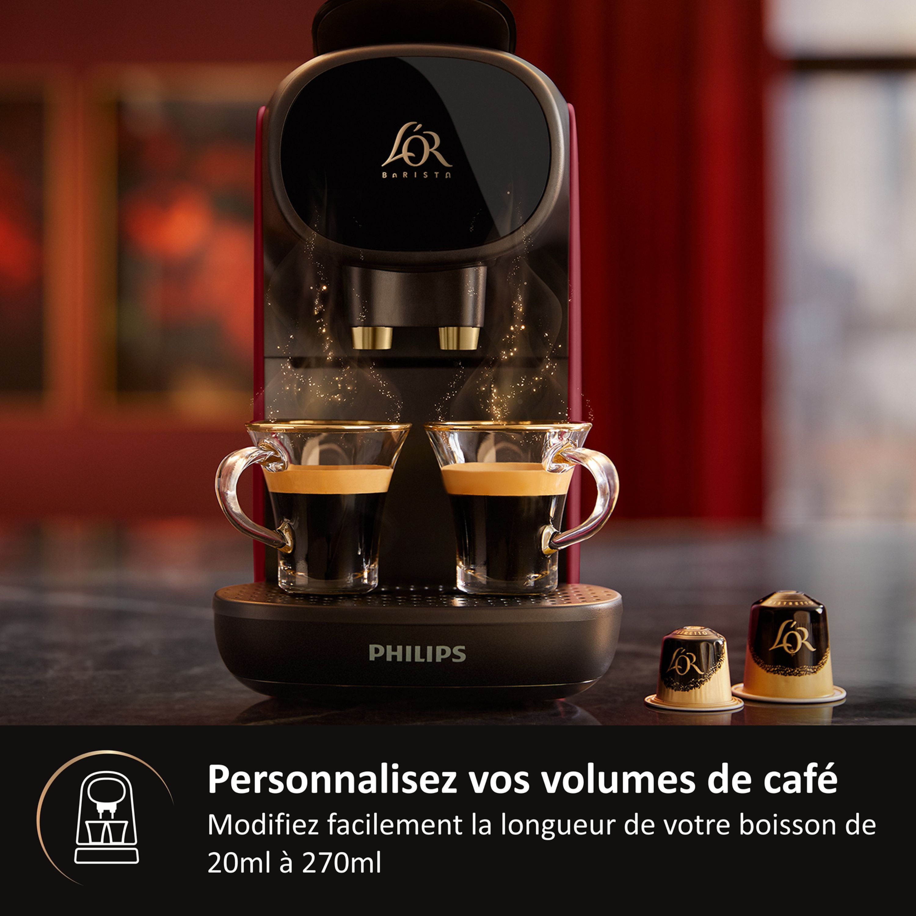Pod coffee maker - PHILIPS - LM9012/50 - L'Or Sublime - Red