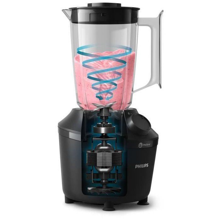 Philips Blender Daily HR2041/41, 450W, 4 blades problem 4, 1.9l plastic bowl, gourd, 1 speed + pulse, black