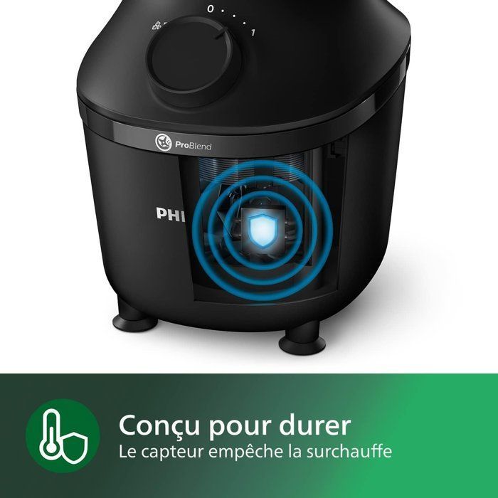 Philips Blender Daily HR2041/41, 450W, 4 blades problem 4, 1.9l plastic bowl, gourd, 1 speed + pulse, black