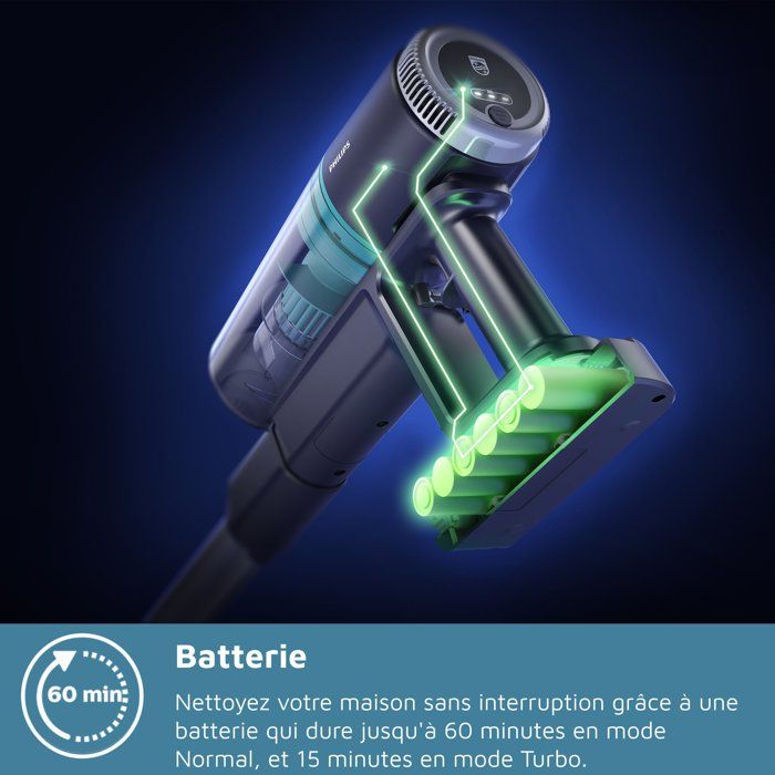 PHILIPS XC2011/01 PowerCyclone 7 - Cordless Stick Vacuum Cleaner - Up to 40 minutes of battery life