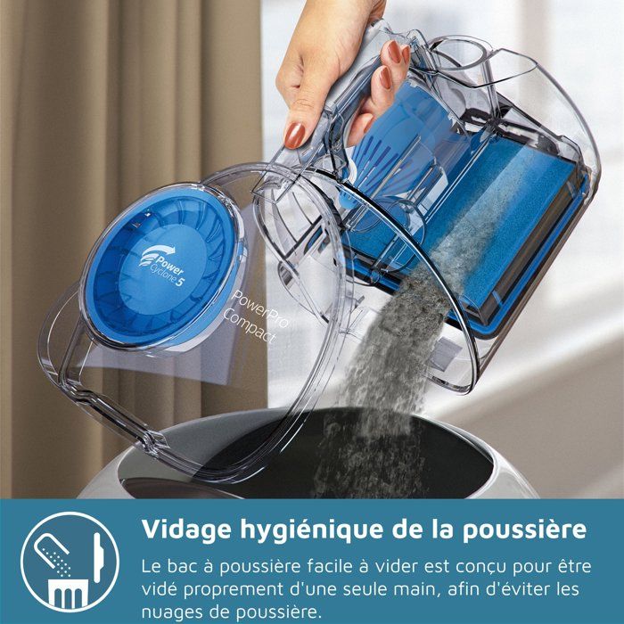 Bagless cylinder vacuum cleaner - PHILIPS FC9331/09 - 900 W - 1.5 L - Intense black and blue