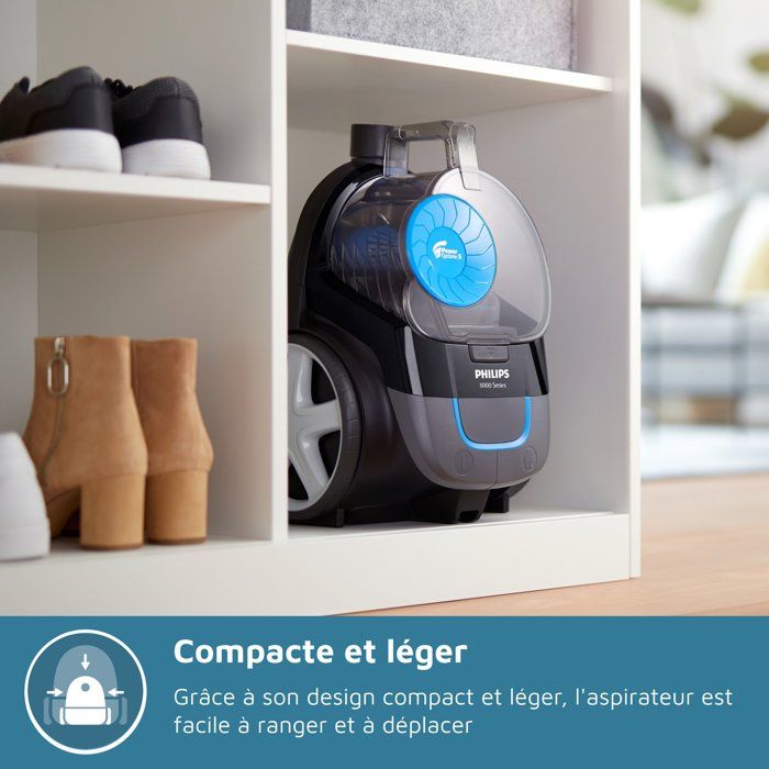 Bagless cylinder vacuum cleaner - PHILIPS FC9331/09 - 900 W - 1.5 L - Intense black and blue