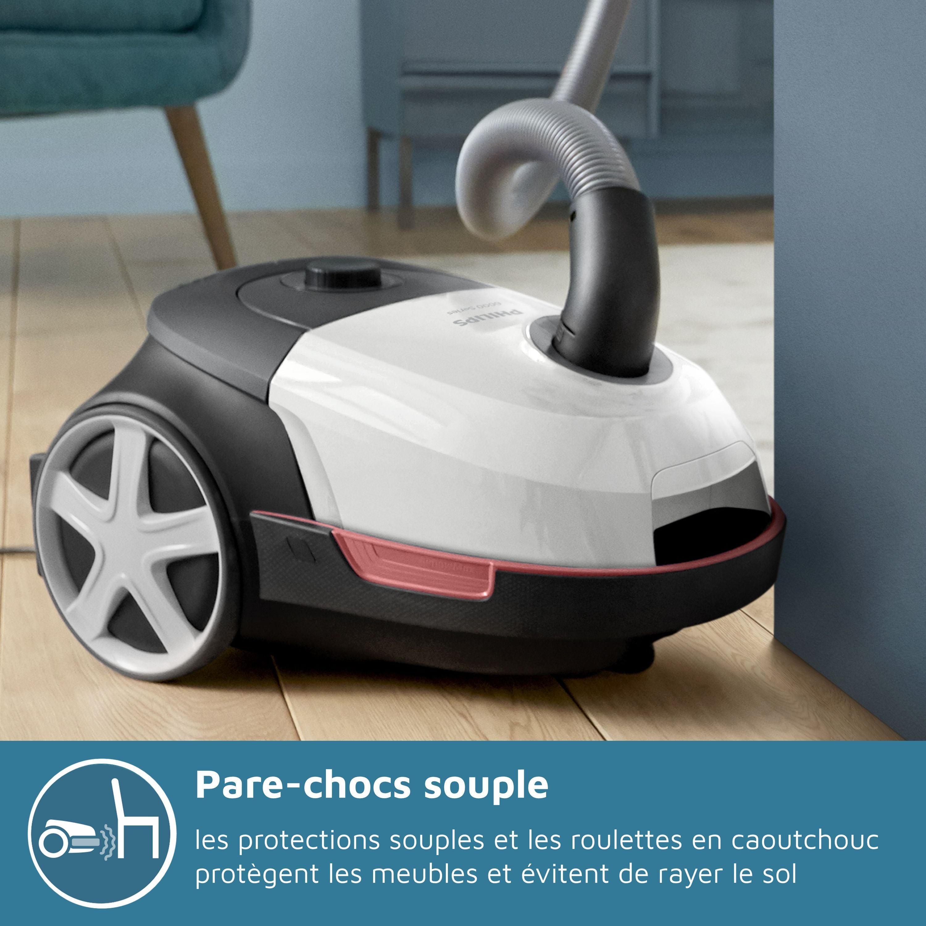 Cylinder vacuum cleaner with bag - PHILIPS XD6122/12 - 900 W - 4 L - Polar white