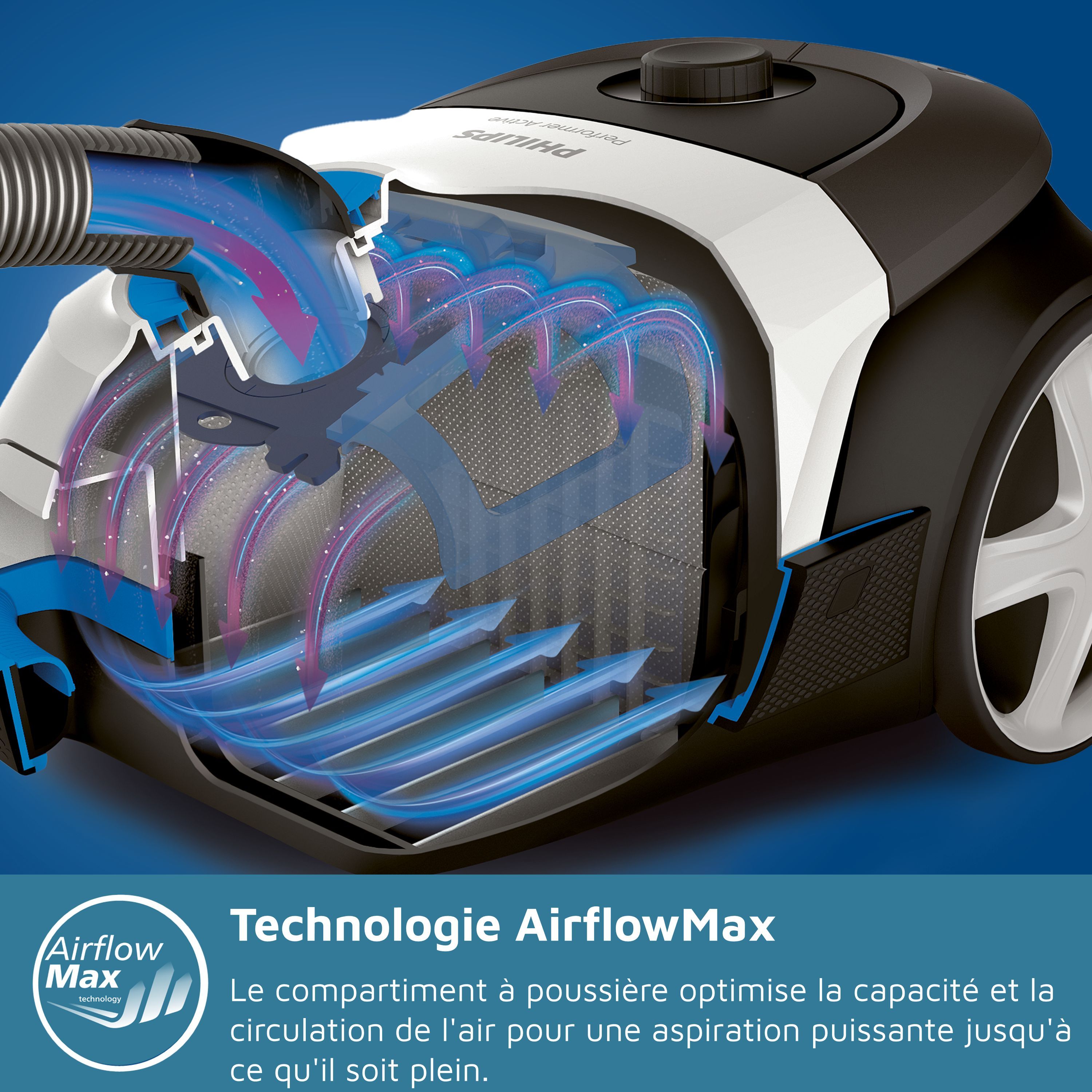 Cylinder vacuum cleaner with bag - PHILIPS XD6122/12 - 900 W - 4 L - Polar white