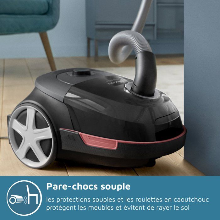 Cylinder vacuum cleaner with bag - PHILIPS - XD5123/10 - 900 W - 4 L - Black