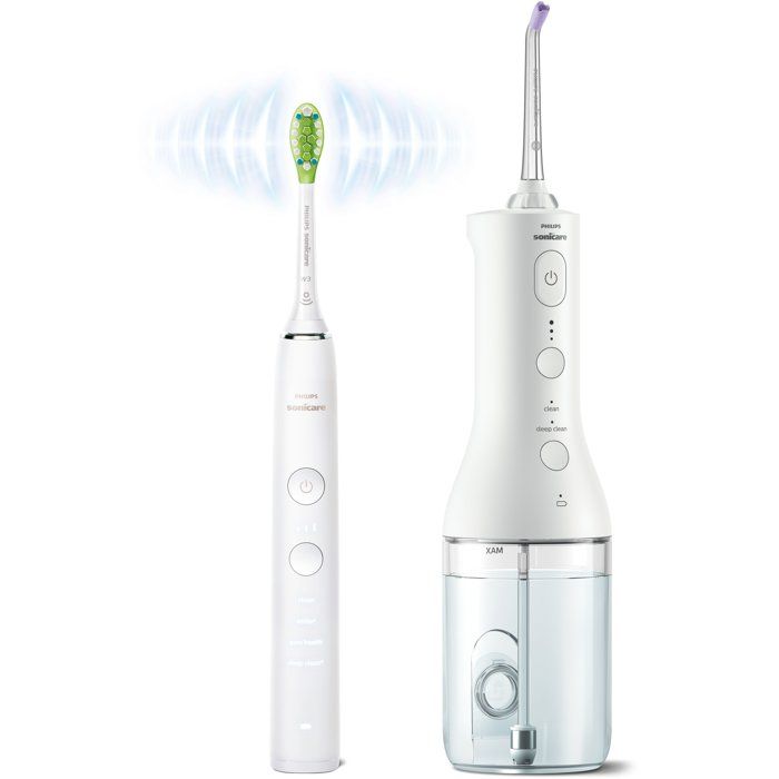 Brosse a dents électrique et jet dentaire - PHILIPS - HX3886/41 - DiamondClean 9000 - Power Flosser - blanc