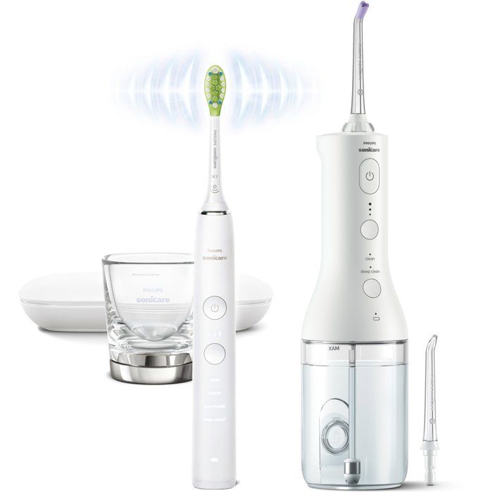 Brosse a dents électrique et jet dentaire - PHILIPS - HX3886/41 - DiamondClean 9000 - Power Flosser - blanc