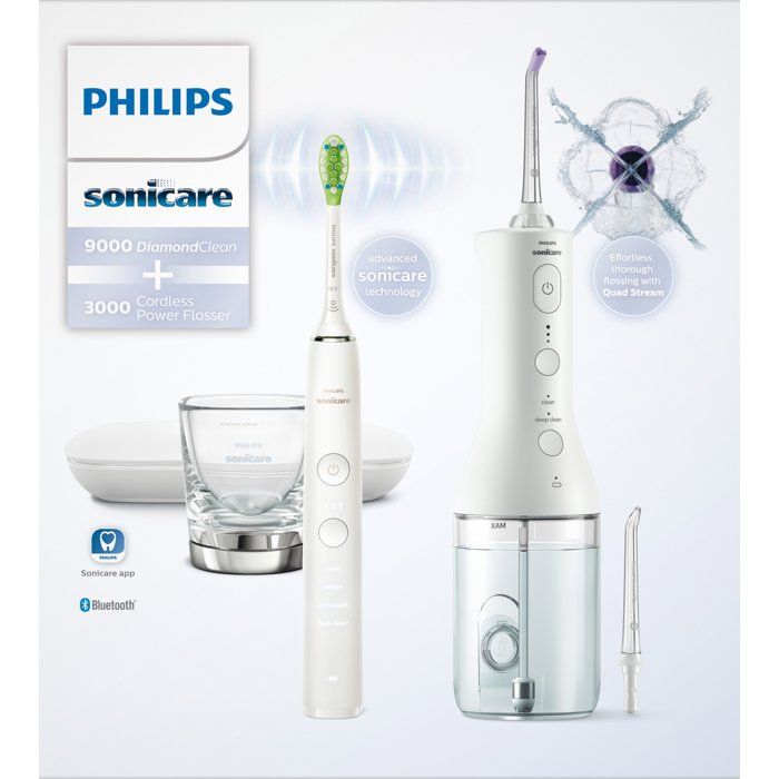 Brosse a dents électrique et jet dentaire - PHILIPS - HX3886/41 - DiamondClean 9000 - Power Flosser - blanc