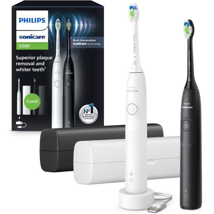 Toothbrush - PHILIPS - HX7109/01 - Sonicare - Double handle Series 5300 - White & Black - Electric