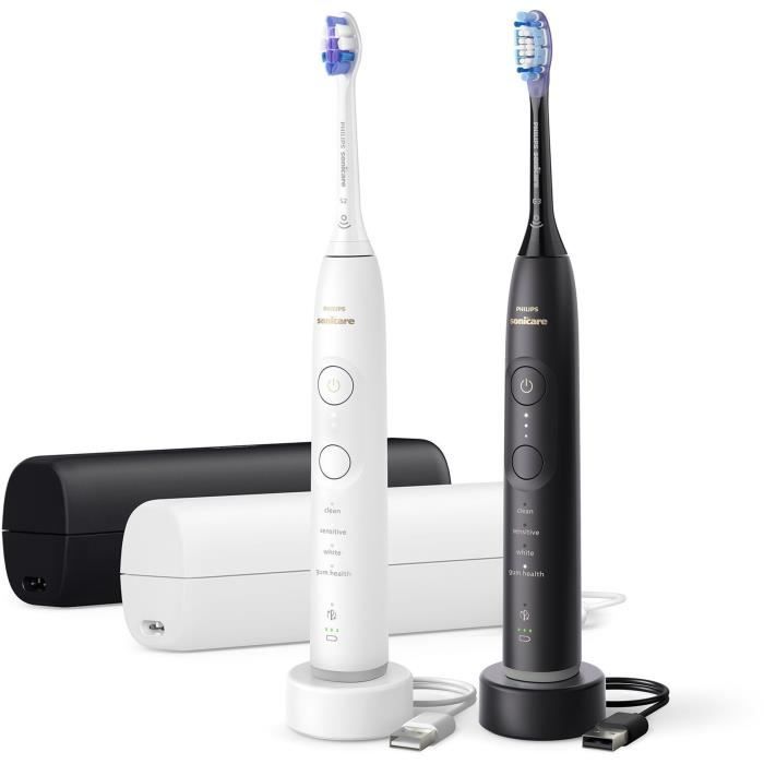 Toothbrush - PHILIPS - HX7429/02 - Sonicare - Double handle Series 7100 - White & Black - Electric