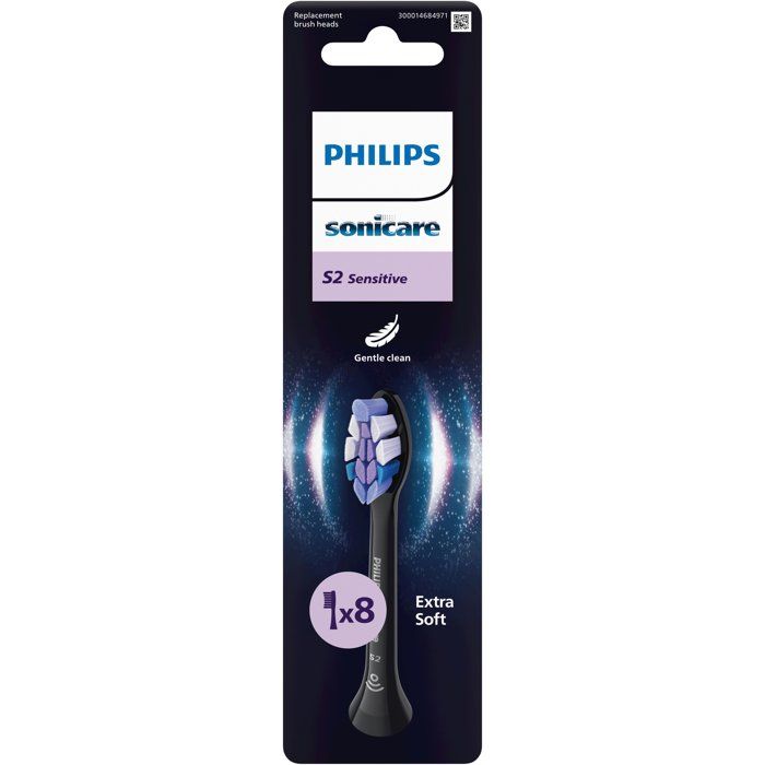 Tetes de brosse a dents - PHILIPS - HX6058/88 - S2 - lot de 8 - noires