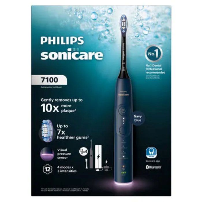 Brosse à dents électrique sonique - PHILIPS - HX7423/08 - Série 7100 - bleue - Bluetooth