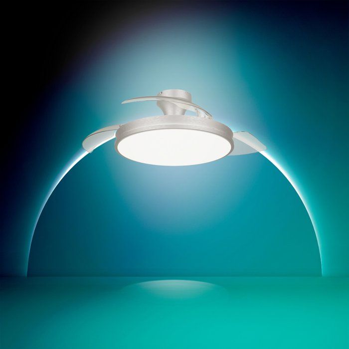 Ceiling Fan - Philips - Atlas - Retractable Blades - Diameter 106 cm - Nickel - Built-in LED + Remote Control