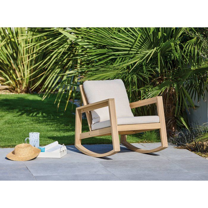 Phuket Garden Rocking Chair - PROLOISIRS - - FSC-certified acacia wood - Removable cushions included