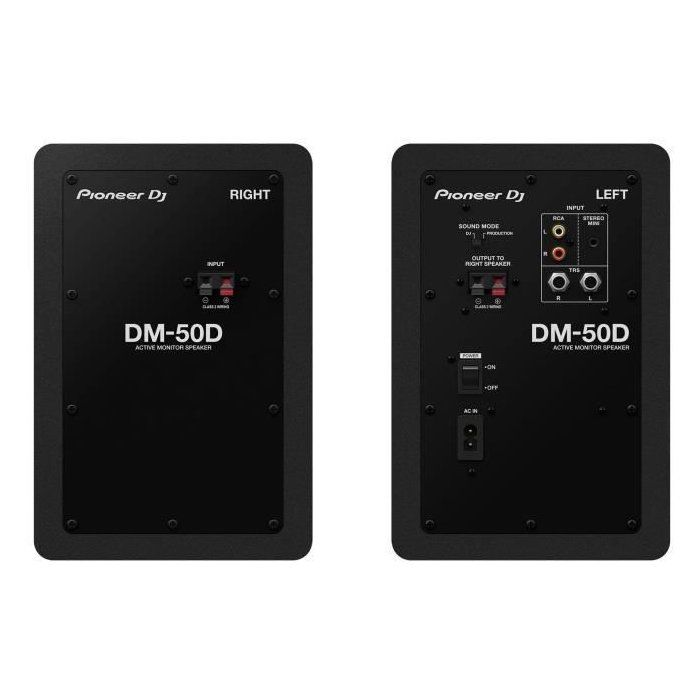 Pair of Pioneer DJ DM-50D monitoring speakers - Bass Reflex - 2x25W - DJ or Production mode - Black
