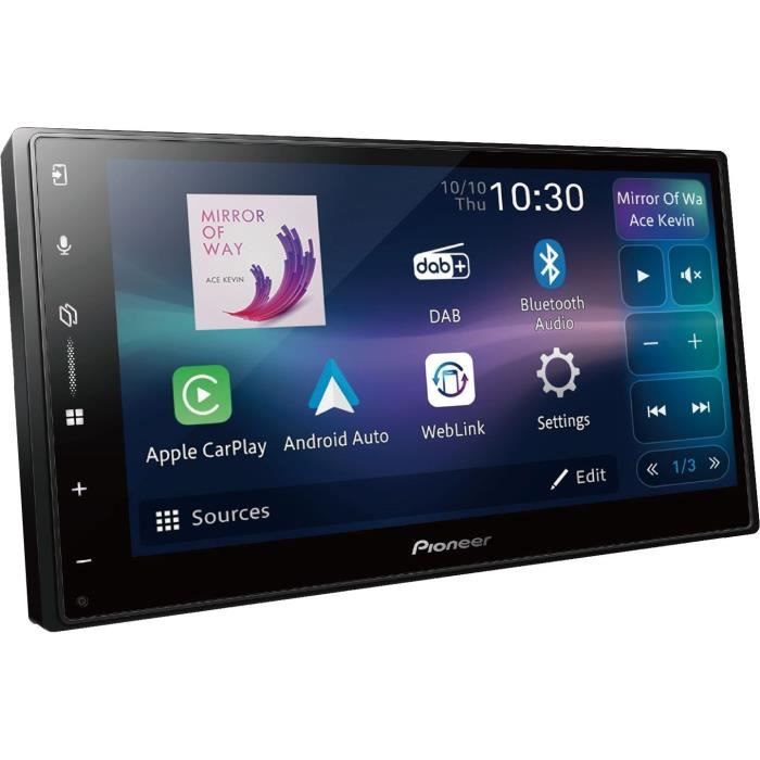 Autoradio multimédia - PIONEER - Ecran 7- 2DIN - DAB - USB - Entrée caméra de recul - Apple CarPlay sans fil - Android Auto