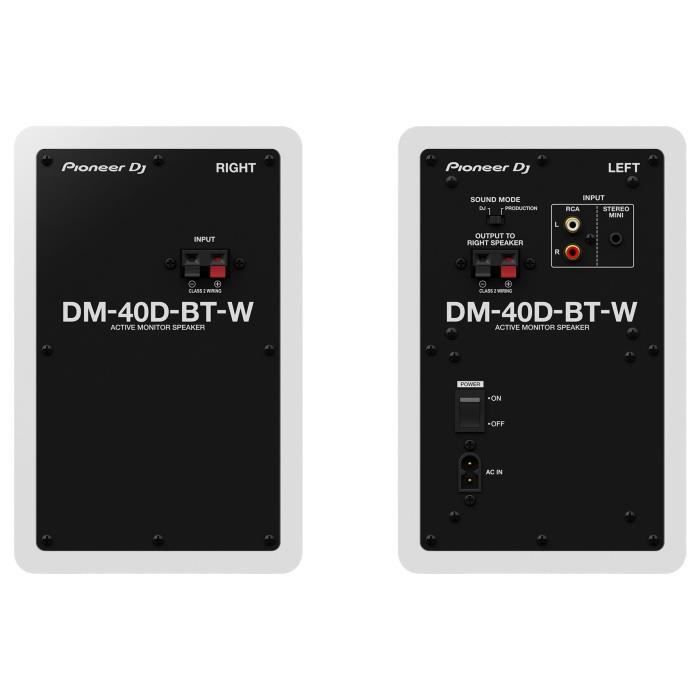 Pair of Pioneer DJ DM-40D-BT-W monitoring speakers - Bluetooth - Bass Reflex - 2x19W - DJ or Production mode - White