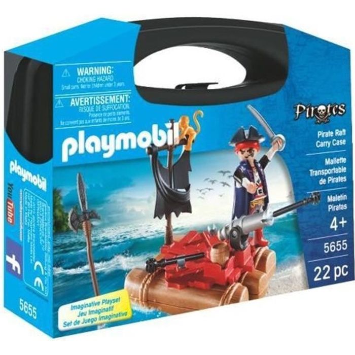 PLAYMOBIL - Pirates Suitcase - Boy - Cannon and projectiles - 22 pieces - From 4 years old