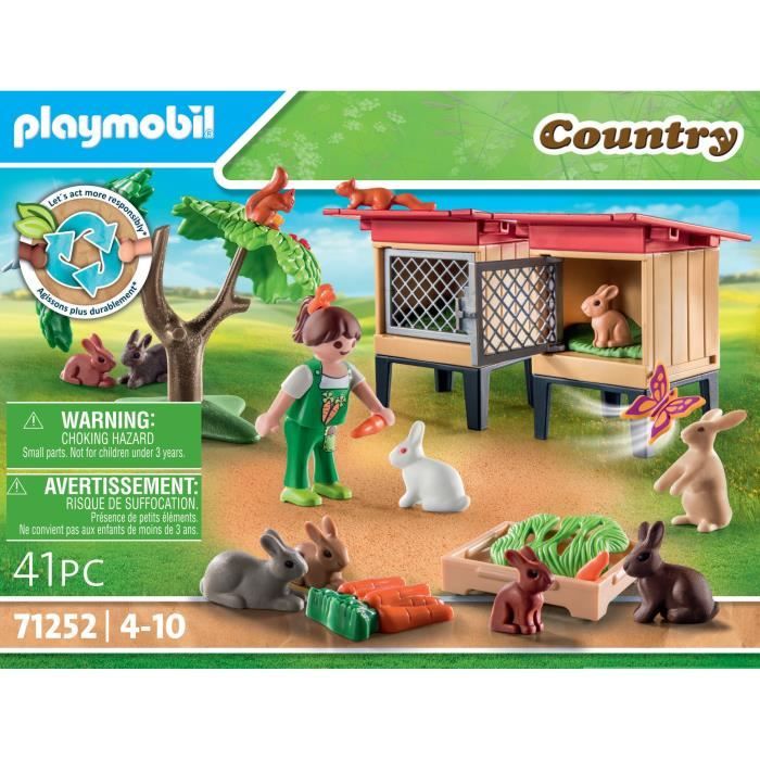 Playmobil - 71252 - Country the farm - Child with enclosure and rabbits