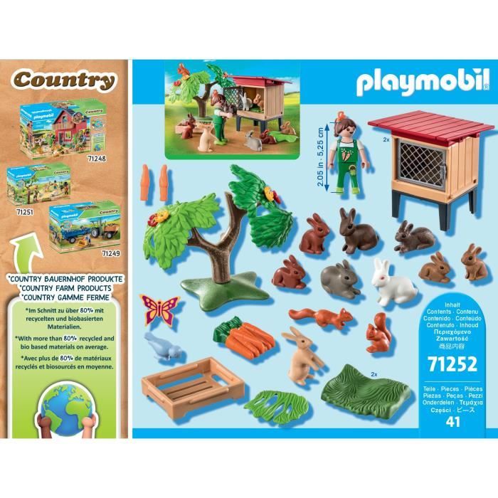 Playmobil - 71252 - Country the farm - Child with enclosure and rabbits