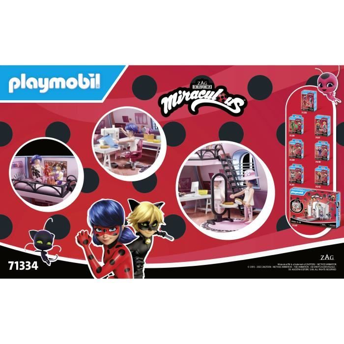 PLAYMOBIL 71334 Miraculous Marinette's Room, Miraculous Lady Bug, 73 pieces, Ages 4 and up