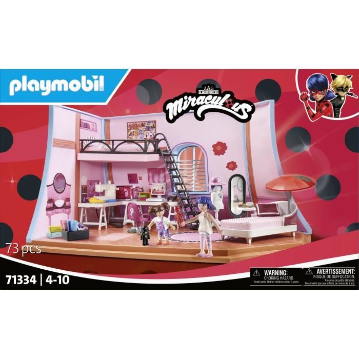 PLAYMOBIL 71334 Miraculous Marinette's Room, Miraculous Lady Bug, 73 pieces, Ages 4 and up