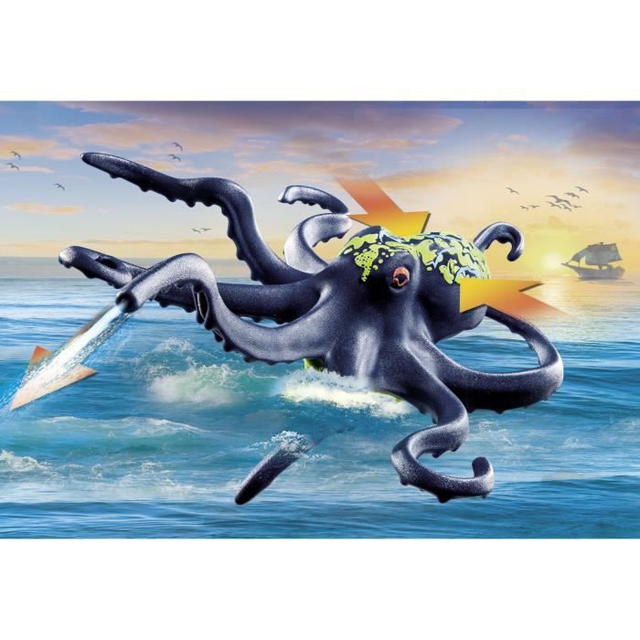 PLAYMOBIL 71419 Pirate with giant octopus - Pirates - With a pirate, a cannon, a giant octopus monster - Ages 4 and up