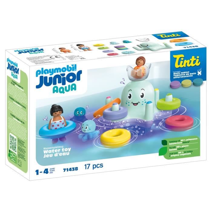 PLAYMOBIL Junior 71438 Giant Octopus Ride-On, Bath Toy, Junior AQUA Tinti, 17 Pieces, From 12 Months