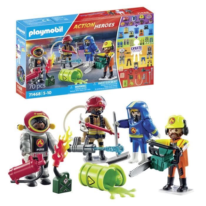 PLAYMOBIL 71468 My figures: risky jobs - with four characters from the field of firefighters - Firefighters - Ages 5 and up