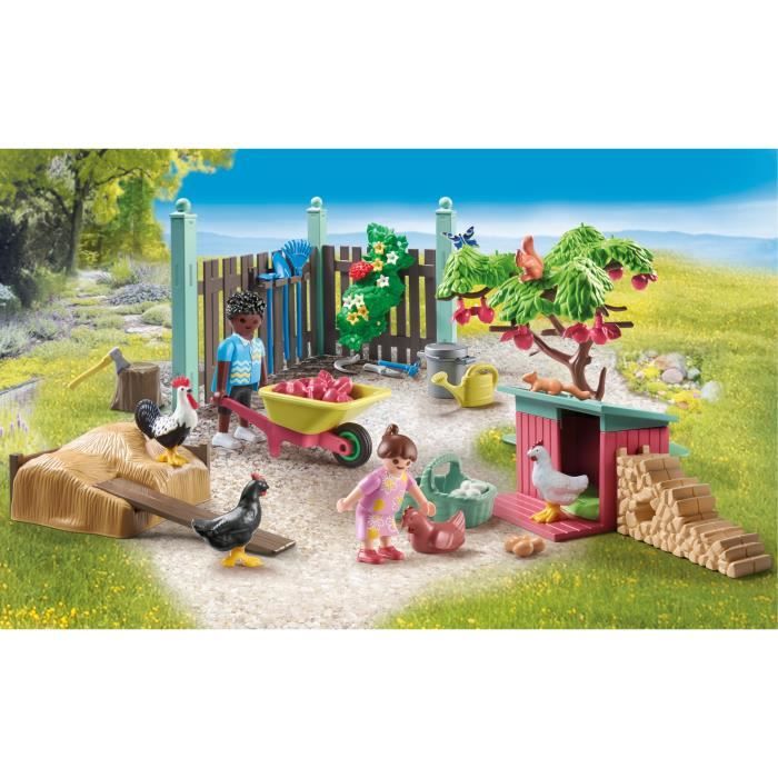 PLAYMOBIL 71510 Chicken coop and garden, My Life, 77 pieces, Ages 4 and up