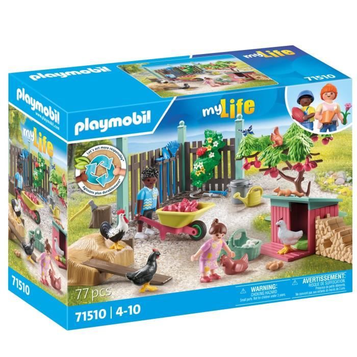 PLAYMOBIL 71510 Chicken coop and garden, My Life, 77 pieces, Ages 4 and up