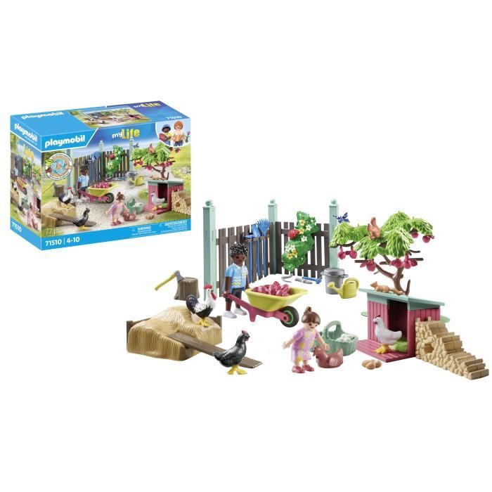 PLAYMOBIL 71510 Chicken coop and garden, My Life, 77 pieces, Ages 4 and up