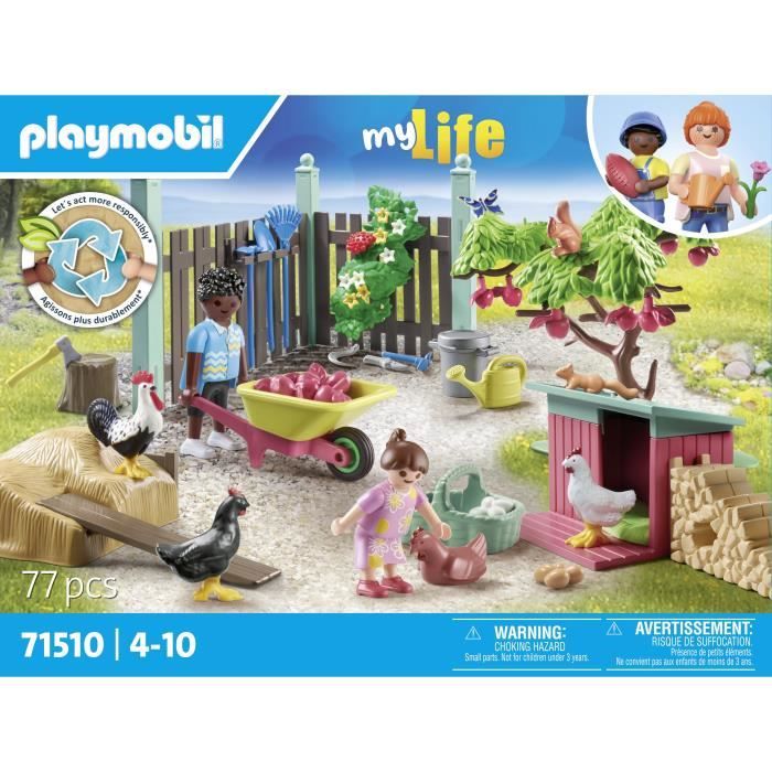 PLAYMOBIL 71510 Chicken coop and garden, My Life, 77 pieces, Ages 4 and up