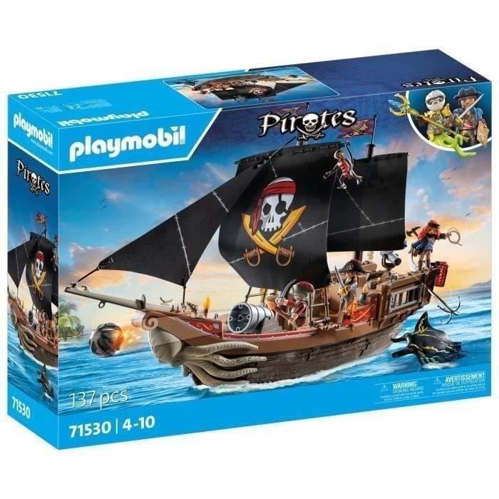 PLAYMOBIL 71530 Pirate Ship, 137 pieces including 3 characters and 4 animals, Pirates, Creative role play, Ages 4 and up