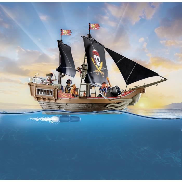 PLAYMOBIL 71530 Pirate Ship, 137 pieces including 3 characters and 4 animals, Pirates, Creative role play, Ages 4 and up