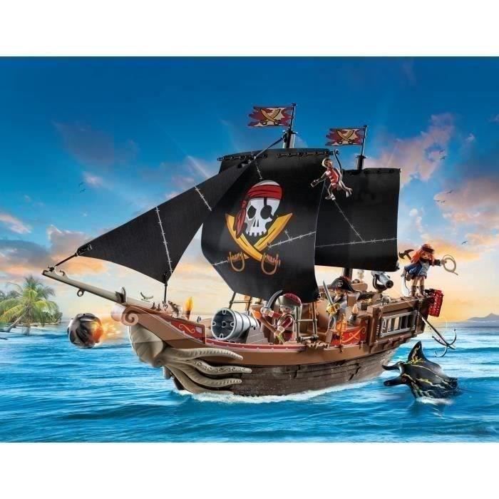 PLAYMOBIL 71530 Pirate Ship, 137 pieces including 3 characters and 4 animals, Pirates, Creative role play, Ages 4 and up