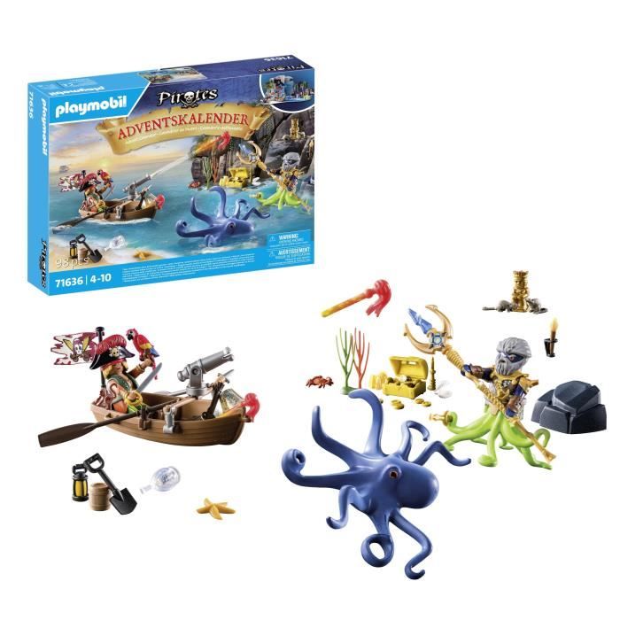 PLAYMOBIL 71636 Pirate Advent Calendar, 24 surprises, 98 pieces, Ages 4 and up