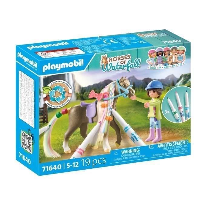 PLAYMOBIL 71640 Horsewoman with Horse Mane to Color, Horses of Waterfall, 19 Pieces Ages 5 and up