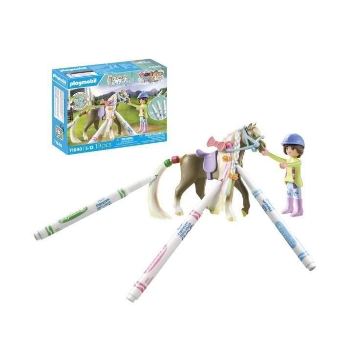 PLAYMOBIL 71640 Horsewoman with Horse Mane to Color, Horses of Waterfall, 19 Pieces Ages 5 and up
