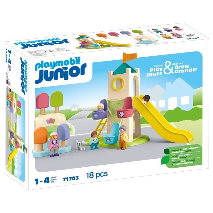 PLAYMOBIL Junior 71703 Playground with giant slide Includes five figures, a slide and accessories - Ages 1 and up