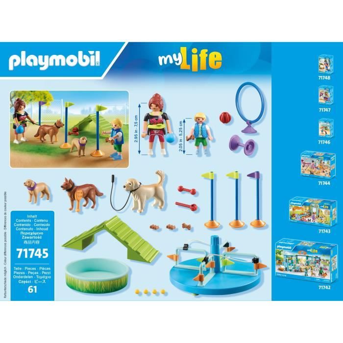 PLAYMOBIL 71745 Dog Playground, Child and Educator, My Life, 61 Pieces, Ages 4+