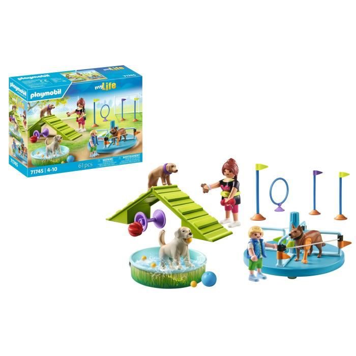 PLAYMOBIL 71745 Dog Playground, Child and Educator, My Life, 61 Pieces, Ages 4+