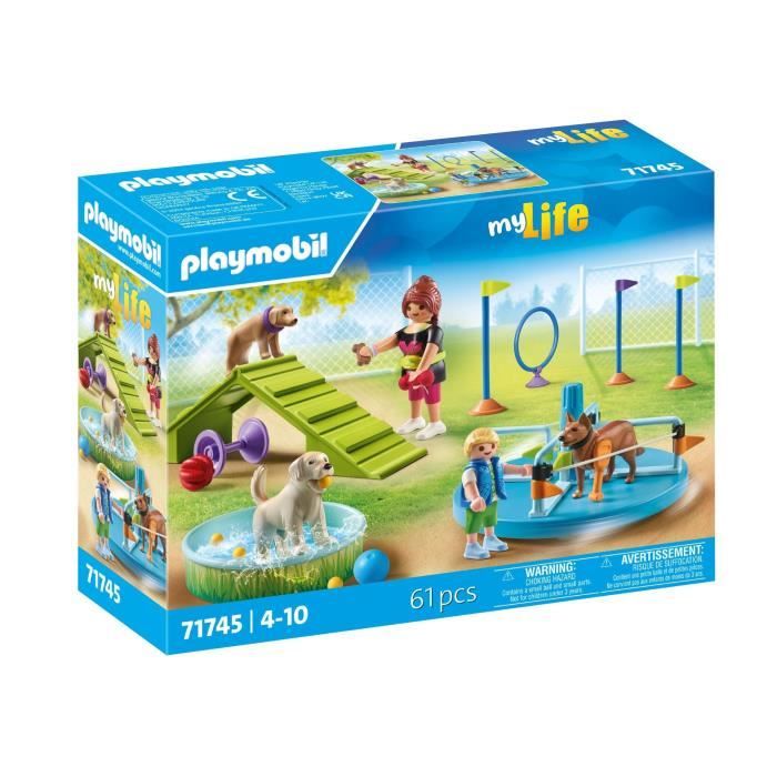 PLAYMOBIL 71745 Dog Playground, Child and Educator, My Life, 61 Pieces, Ages 4+