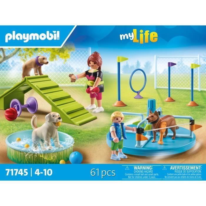 PLAYMOBIL 71745 Dog Playground, Child and Educator, My Life, 61 Pieces, Ages 4+